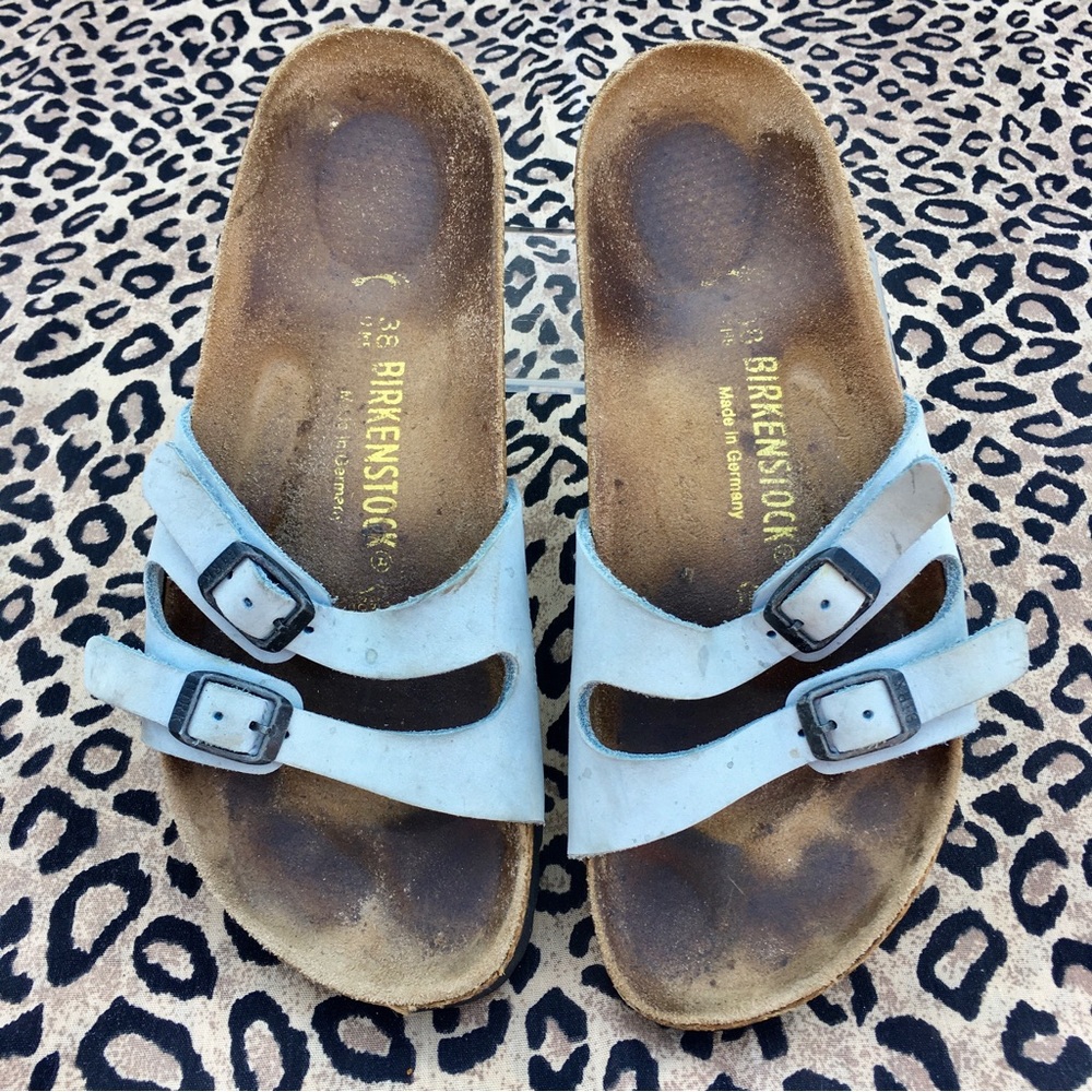 FINAL OFFER Birkenstock “Ibiza” Rare Ice Blue sz 38/7 M-N EUC Cork & Outsoles